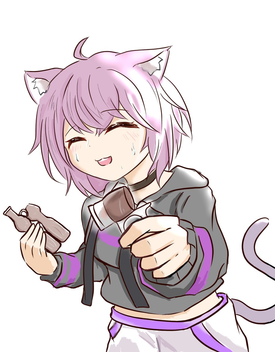 nekomata okayu 1girl animal ears cat ears tail cat tail closed eyes purple hair  illustration images