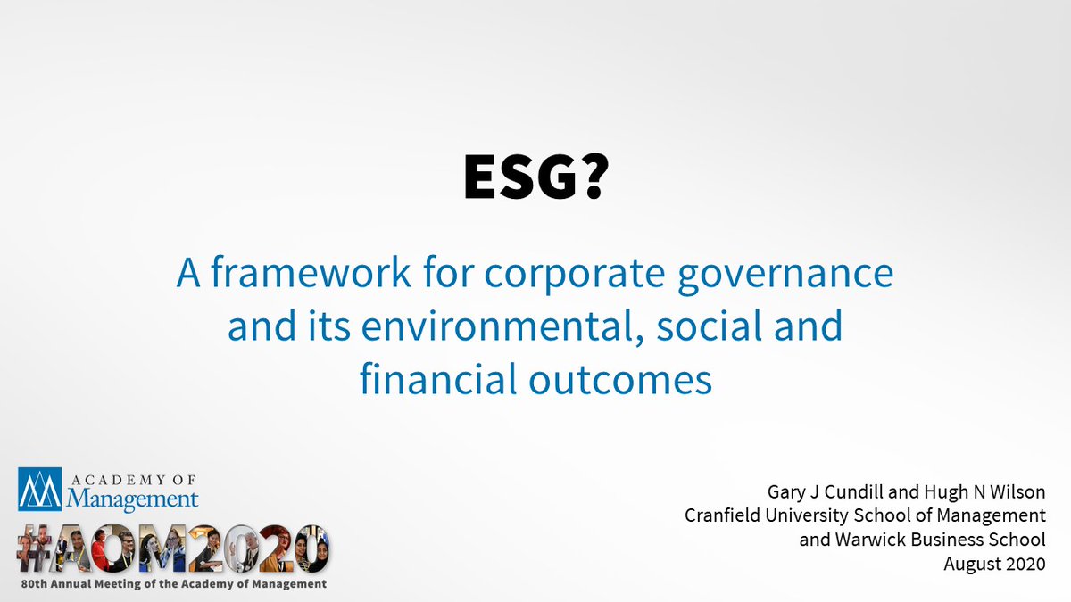 It's time for #AOM2020 - if you'd like to understand how #ESG really works, come to <a href="/hughnwilson/">Hugh Wilson</a>'s &amp; my session at 11h00 EST on 10 August.