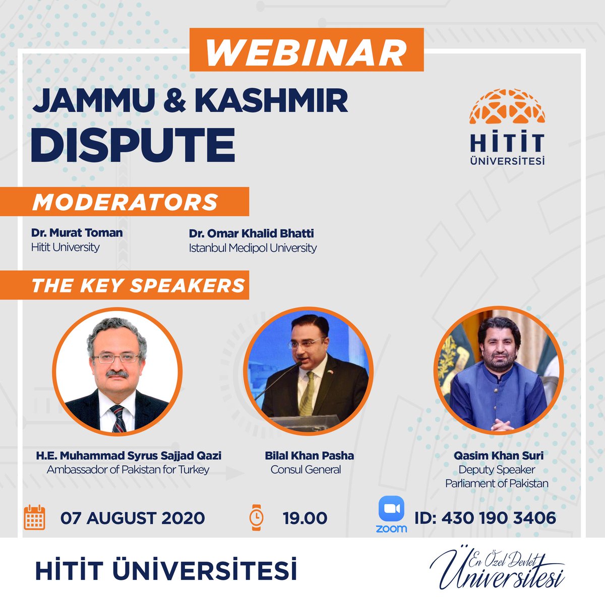 HituKurumsal's tweet photo. 📢#Webinar

💬Jammu &amp; Kashmir Dispute

Our university’s International Relations Department will host a webinar about the regional and the global aspect of Jammu &amp; Kashmir Dispute.

🗓️07 Ağustos 2020
⏰19.00
 ZOOM ID: 430 190 3406 https://t.co/L57wvLgN52