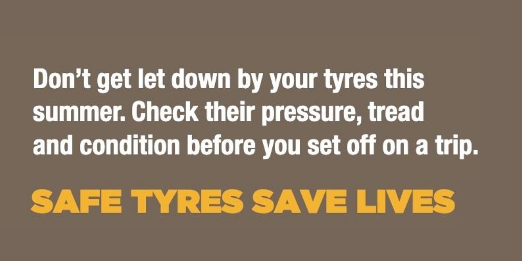 Tyresafe's tweet photo. Are your tyres in good shape for their summer holiday? reduce the risks of an inconvenient – or worse – interruption to your family-getaway, carry out some straightforward checks before they even begin to pack #Summer #CheckTyres # StaySafe https://t.co/crKeSL87zy