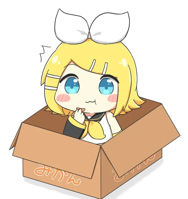 みかん箱にいるリンちゃん 