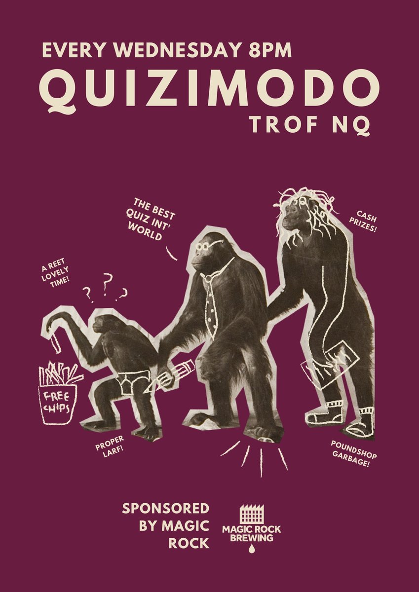 WE ARE BACK!

SOCIAL QUIZ-TANCING in <a href="/trofnq/">Trof NQ</a> from 8pm!

Book your table now 0161 833 3197

Oh and you can #EatOutToHelpOut too! What a night.