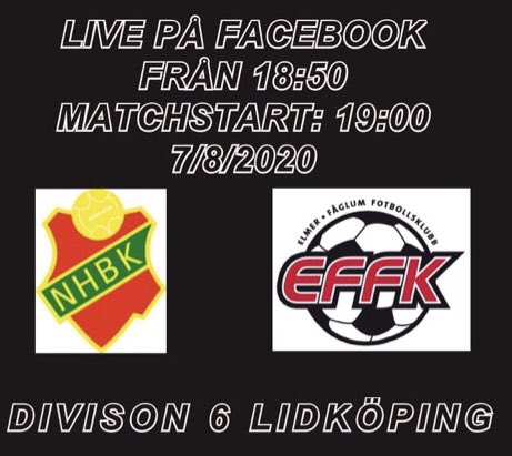 På fredag sparkar vi igång höstsäsongen med hemmapremiär mot <a href="/effkfotboll/">Elmer-Fåglum FK</a>. 

En match som vi kommer att sända live vår Facebooksida. 

Länk till vår Facebooksida👉🏻 facebook.com/NHBK19/
