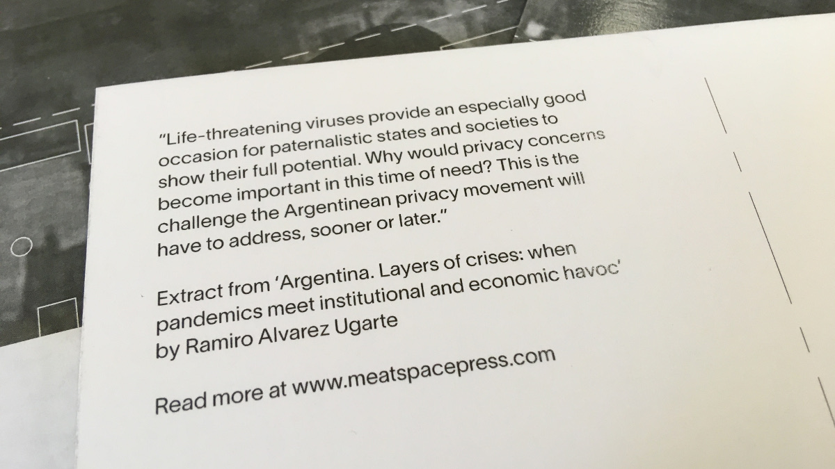meatspacepress's tweet photo. Thanks to @JohnPhilipSage and @cromomelgar we'll be releasing our next OA publication on COVID-19 with a run of postcards featuring 28 illustrations from the book. Thanks to @ramiroau for this chapter on Argentina &amp; the @GlobalDataJust team for editing 🎨✍️🥳 https://t.co/g4EFesPEbY