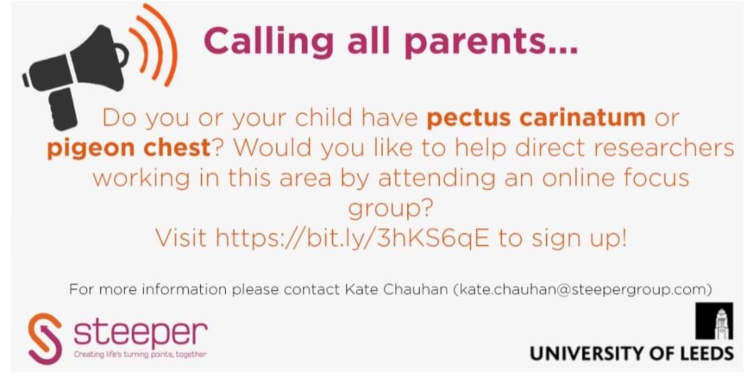 KateChauhan's tweet image. In collaboration with @UniversityLeeds and @SteeperGroup we are collecting opinions from people with pectus carinatum on how to direct future research.  If you are able to help please fill in this form forms.office.com/Pages/Response…. Thank you! @PectusResearch @PectusAwareness