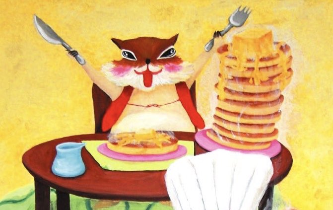 さささとこ 絵本作家 動物イラストレーター 広告も作ります ホットケーキを たっくさーん 無性に食べたくなる 出版 Squirrel アート 芸術 美術 絵本 絵本作家 絵描き 挿絵 熊本作家 りす絵本 モモンガ 動物イラストレーター さささとこ