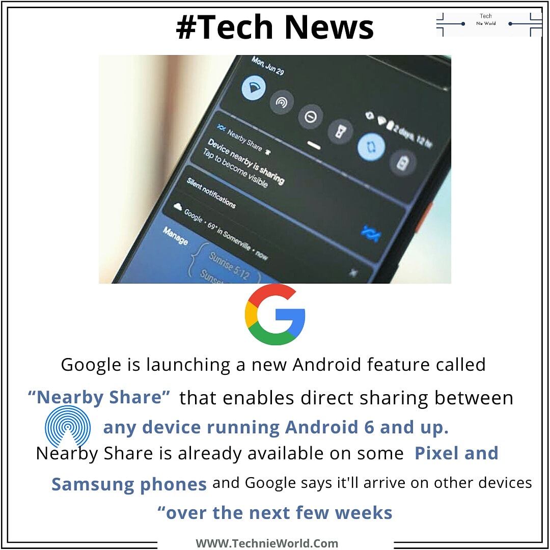 TechnieWorld's tweet image. Nearby Share New Feature For Android
Description👇👇
.
Share With Your Near &amp;amp; Dear 👥
Comment Your Feedback About Nearby Share??
.
#nearbyshare #googlenewfeature #googlenewupdate #nearbysharefeature #newfeatures #andriod6 #googlepixelupdate #pixel&amp;amp;Samsung