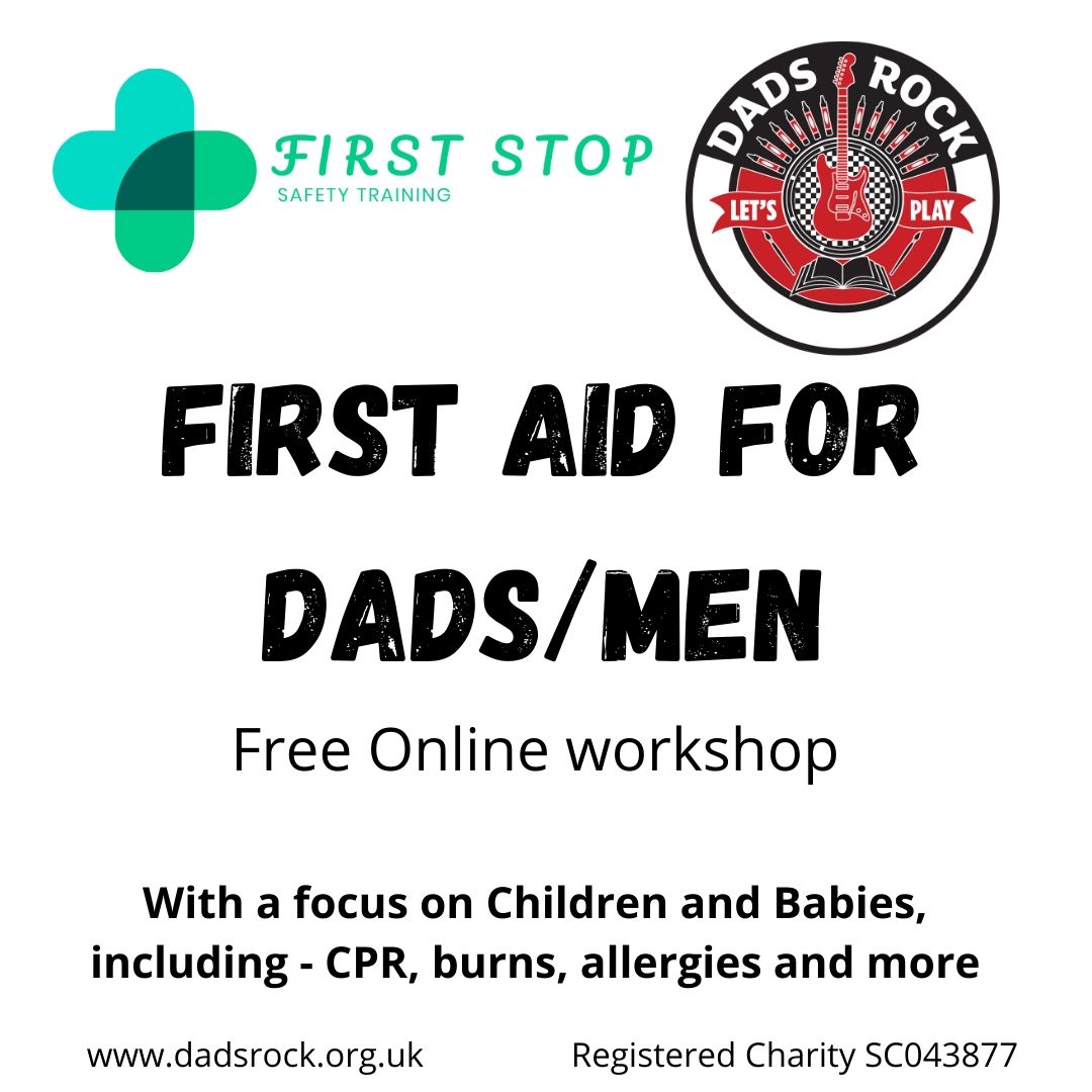 DadsRockOrg's tweet photo. Dads/Men! - On Mon 17th Aug we've another Free, Online First Aid workshop for you! Wherever you are in Scotland it's open to you. Come find out some vital First Aid skills. 
Sign up here: https://t.co/ldbY4FAWgo #freefirstaid #dads #dadsrock https://t.co/7WXQv1NtXO