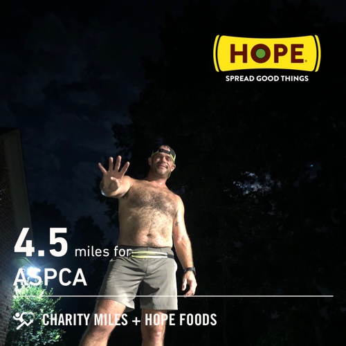 ColeBensinger's tweet photo. 4.5 @CharityMiles for @TeamASPCA. Thx @HopeHummus for sponsoring me! #SpreadHope #4AMClub up and running! #teamnocandyasses #runAlabama https://t.co/KRVun2ve5e