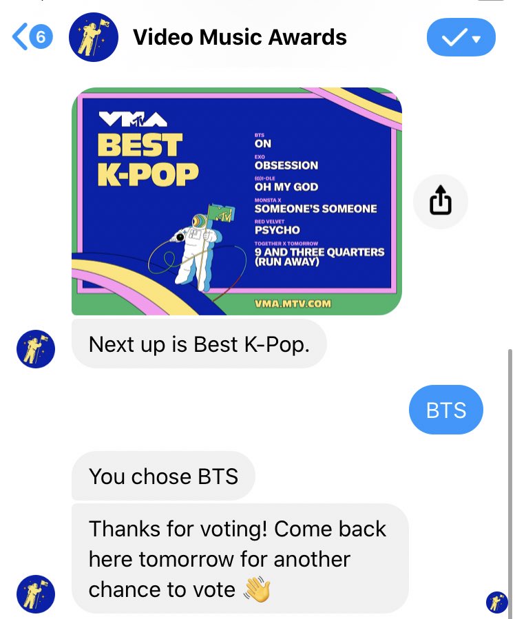  VMAs TUTORIAL 7. For additional votes, DM Video Music Awards on TWITTER and FACEBOOK.✓ Choose "BTS"