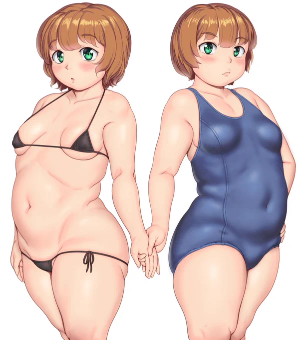 水着双子。
警戒心が強い妹とゆるい姉。 