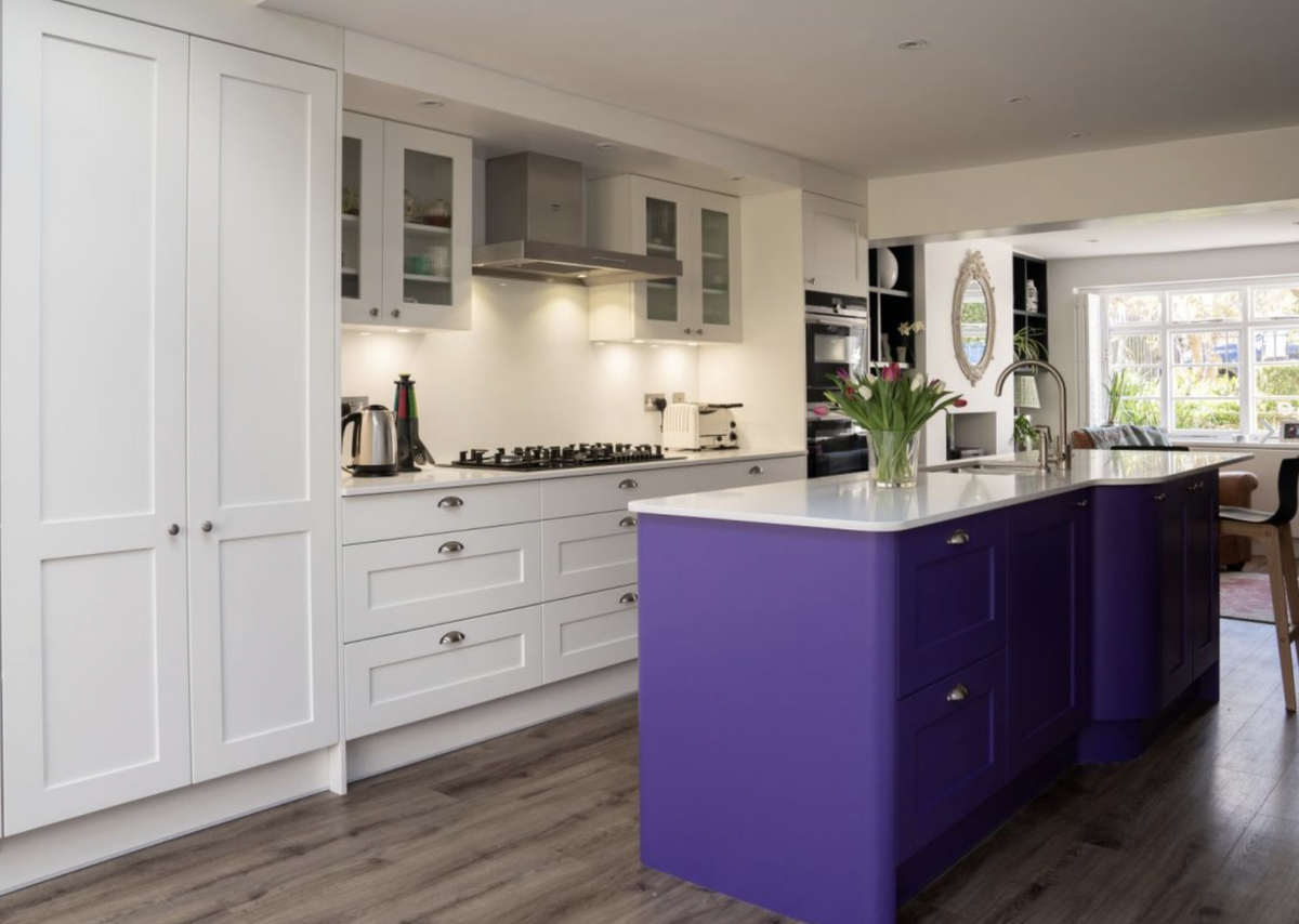 stonehamkitchen's tweet photo. .@KandI_kitchens were approached by owners of a victorian house in Hackney who wanted a #functionalkitchen to suit their period property. They chose our Edwardian range added a statement #kitchenisland in a bespoke Purple Pout for a vivid pop of colour: https://t.co/8JBRYpZiaQ https://t.co/VL8LGSRzz7