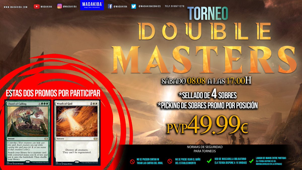 madakibacomics's tweet photo. 🏆Sábado 08.08 a las 17:00h
#Torneo #DoubleMaster de #MagicTheGathering
#Wizardsofthecoast
Reserva tu plaza y llévate estas dos fabulosas promo sólo por participar
Reserva aquí 👇👇
https://t.co/l1Ng3bUaIj https://t.co/nqRuJaOBil