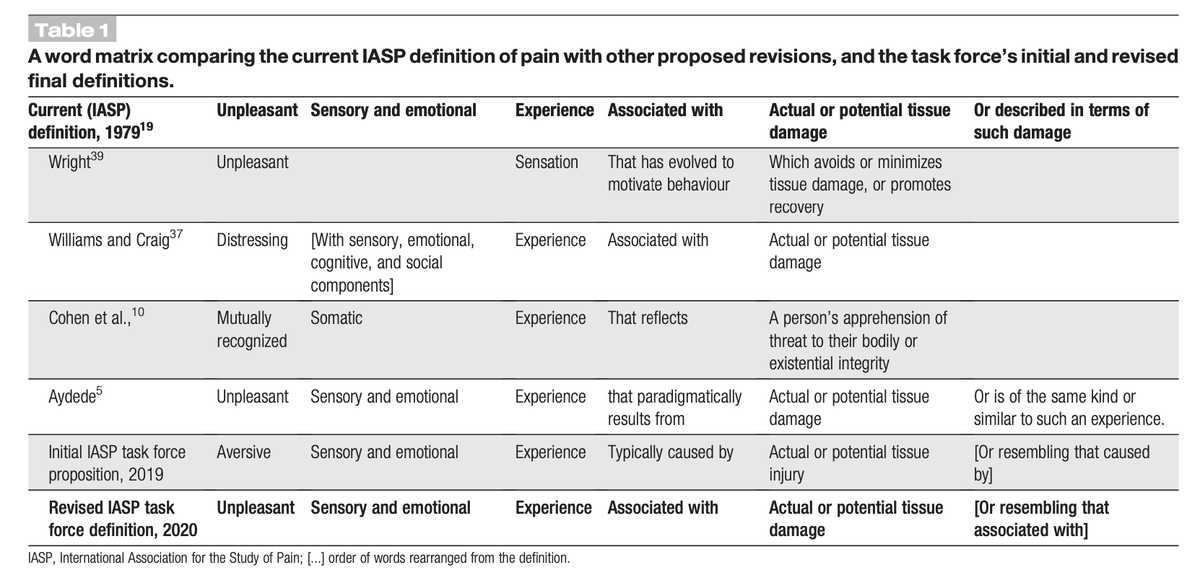 This matrix summarises how the  @IASPpain task force formulated the revision: