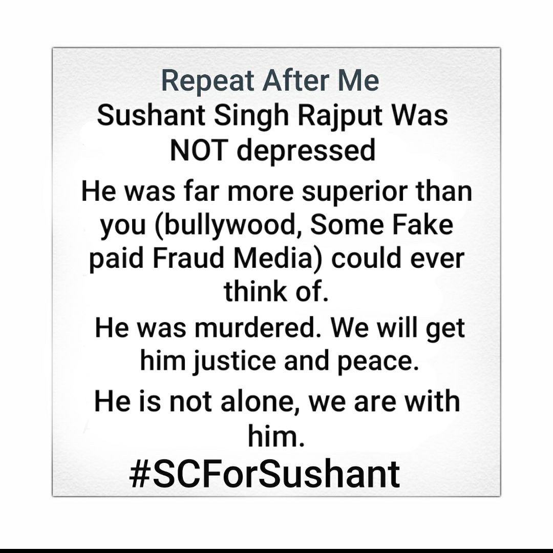 ApurvaU21's tweet photo. To all those endorsing the Depression and Suicide theory @BDUTT @RajeevMasand @ReallySwara and many others from your Cabal. Refrain !! Be aware!!

#SCForSushant

@obervatoryihr @hrw @UNHumanRights https://t.co/b2Lelm0Q43