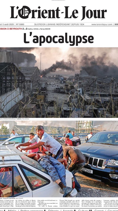 In "surprise visit" to  #BeirutBlast site, Hariri says investigation needed, "maybe our friends abroad can help us." He then performs deep sadness & shock. Armed thugs surround him.The 2,750 tonnes of ammonium nitrate been stored in Hangar 12 since 2013 & while he was in office.