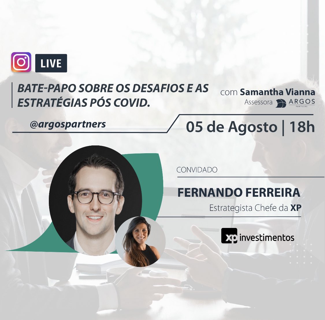 Samantha Vianna on X: Hoje tem live com Samuel Ponsoni, analista de fundos  da XP Investimentos e @WagSfc pelo Instagram da Argos Partners ✔️  Conecte-se.  / X