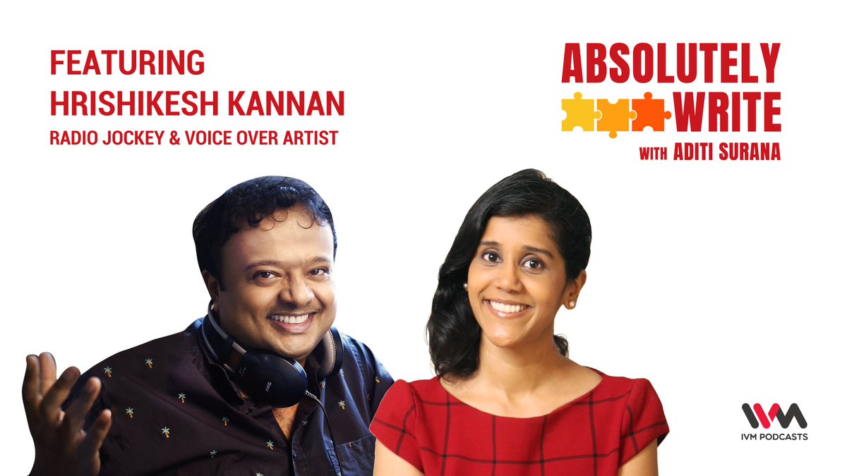 IVMPodcasts's tweet photo. In this week's episode of #AbsolutelyWrite, host @AditiSurana is joined by @HrishiKay.
Hrishikesh is popularly known as RJ Hrishi K and he is the producer & presenter of @943RadioOne daily morning show- Good Morning Mumbai.
Listen in: https://t.co/1qYMyuh6zd
#IVMPodcasts https://t.co/KwJZt0Qvc2