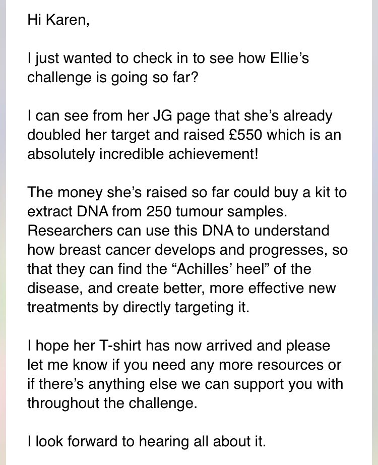 KarenBa1979's tweet photo. @EllieJones1432 about to start run number 5 of 31. Already smashed your target, just giving page staying open until the end!!! Lovely message today from @BreastCancerNow so well done Ellie ๐๐๐ผโโ๏ธ#knowyourlemons #31milesinaugust @ray_bladder @IslwynHigh https://t.co/BbOYrFJGta https://t.co/o6QFViuTUi