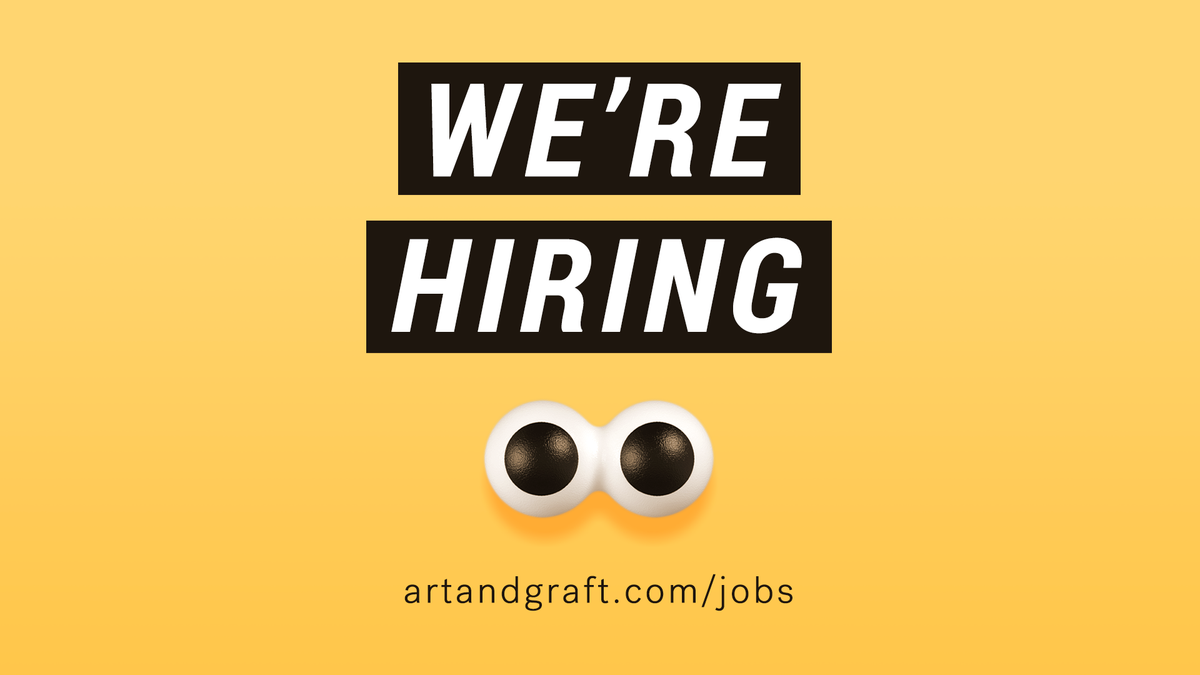 ArtandGraft's tweet photo. We're excited to announce that we're on the lookout for talented individuals to join the A&amp;G creative team in a range of exciting roles.

Head on over to https://t.co/TuBaX6g9Ib for more info and how to apply. 

Please share, retweet and tell your friends! 👍 https://t.co/JsxMEF2uN3