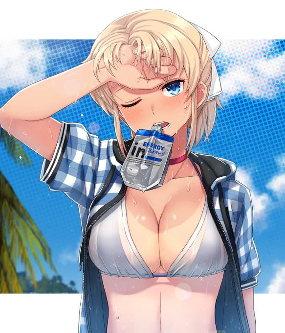 過去絵のリサイクルですが、最近クソ暑いし金髪ちゃんの夏っぽい絵でも乱暴に投下しときましょう。 