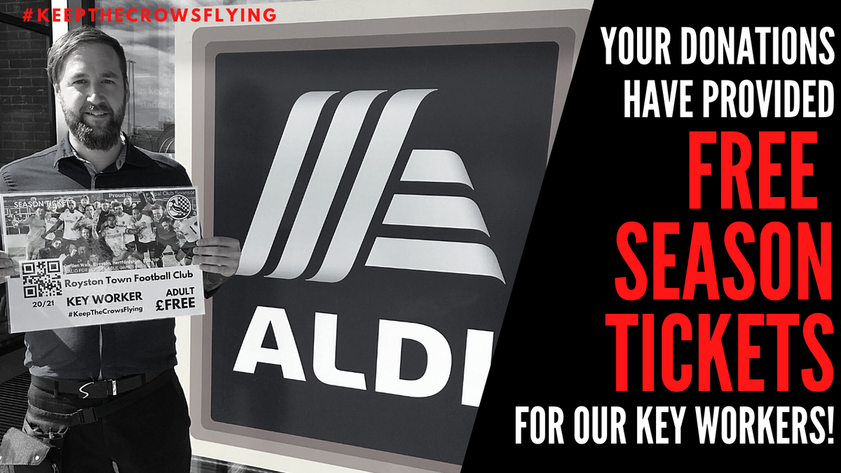 RoystonTownFC's tweet photo. The process of allocating the 25 FREE season tickets to local key workers from our #KeepTheCrowsFlying campaign continues. Today we presented one to the staff at our local @AldiUK - Store manager Steven Speirs accepted it on behalf of his team
#thankyoukeyworkers #crows #coyc https://t.co/AGgWeMwlwP