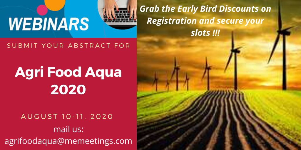 RussellEliza12's tweet photo. Only 5 days left. #Speaker slots are still available. Do not miss the opportunity to be a part of the #AgriFoodAqua2020 webinar on the theme: "'Greening #Agriculture-#Food System and #Aqua World Together”.
#Book your slots now !!!!! https://t.co/gx1MlH3k9k
