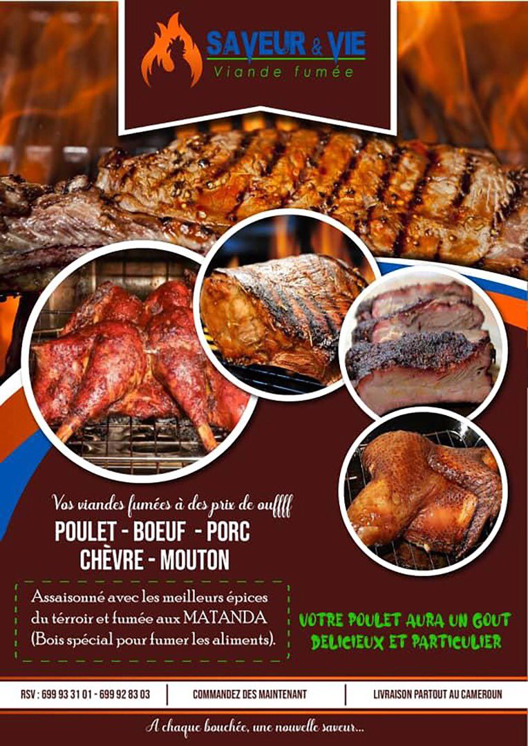 Procurez-vous vos viandes fumées à très bons prix  assaisonnées avec les épices du 🇨🇲 chez Saveur &amp; Vie.

📞 699933101
       699928303

Livraison partout au Cameroun.

#SaveurEtVie
#Dishco
#DigitalShareContents