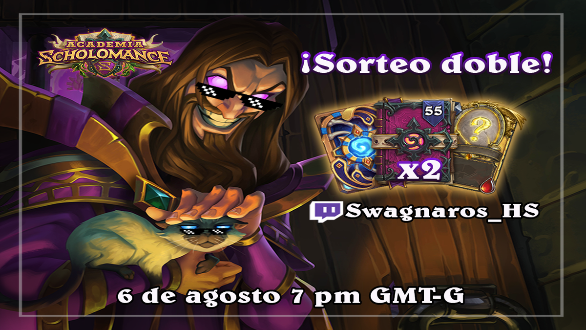 Swagnaros's tweet photo. ¡Habemus sorteo! 🥳🥳Muchas gracias a @PlayHSLATAM 🤠 
Para participar solo deben:
▶️Seguirme
🔁RT
El sorteo se hará el día 6 de agosto durante mi stream 
👉https://t.co/UAxDimHe15

¡Mucha suerte a todos!🥳
#Hearthstone #HearthstoneScholomance #ScholomanceHS https://t.co/tIcthhgbhO