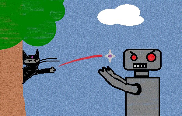 ThatBrenna's tweet image. It cost $0 to RT my art. I call it "ninja cat vs robot".