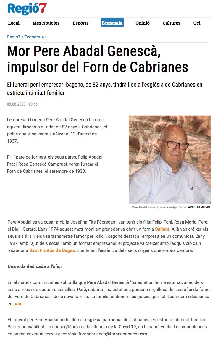 A Forn de Cabrianes estem de dol🖤