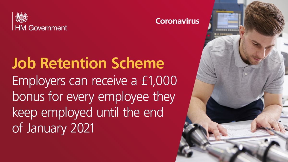 Employers: we have published more information on how you can claim a £1,000 bonus for every furloughed employee you keep employed until at least the end of January 2021. More info on how to get ready here 👇
gov.uk/government/pub…