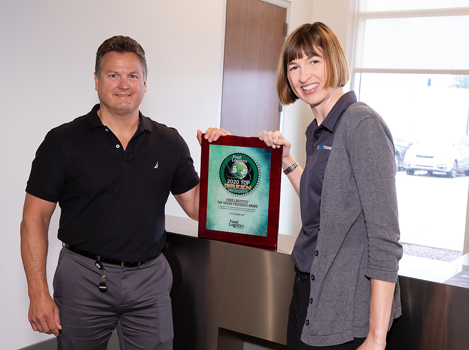 coldtainer's tweet photo. Congratulations to Theresa Davinroy and Terry Koerner for having Coldtainer named as a Top Green Provider for 2020 by Food Logistics! Coldtainer is changing the way temperature sensitive items get stored and delivered. Check out https://t.co/CWk5nuqaK7 today! https://t.co/4KMicBPfEy