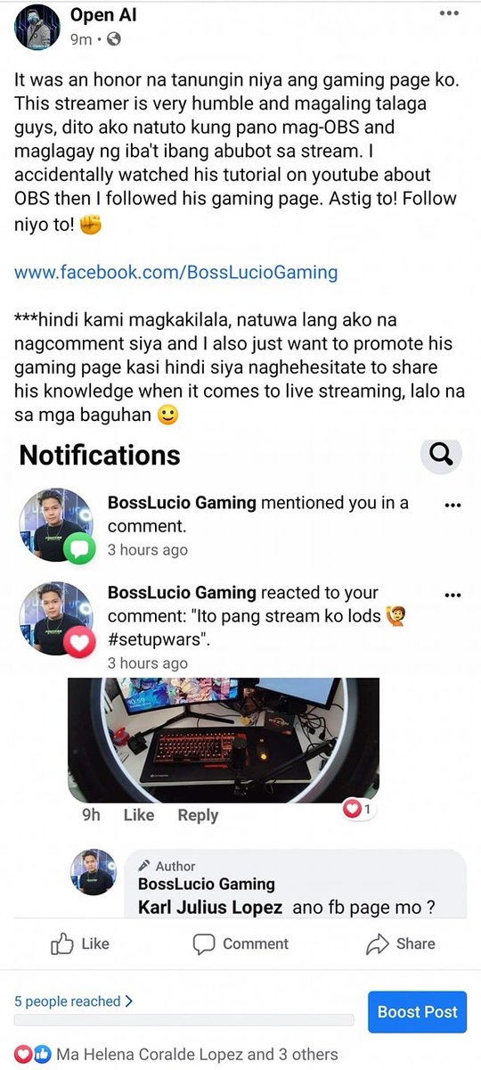 BossLucio1's tweet photo. Sobrang nakaka tuwa na nakaka tulong tayo sa mga aspirant streamer , 

For more streaming tips visit my channel : Boss Lucio

#streaming #FacebookGaming #livestreaming2020 https://t.co/sOsWwa0UEY