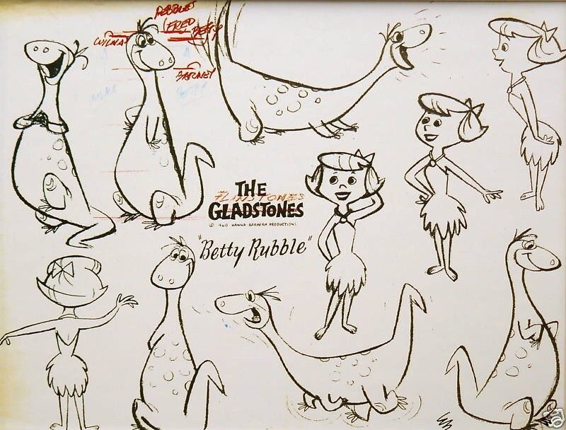 Gladstones, meet the Gladstones… Model sheets from the Hanna-Barbera series before it was renamed.
As a kid, I really hated Barney. He was always so quick to scam Fred or side against him, with those little rat eyes of his. Goofy and evil, that's a hellish combination.