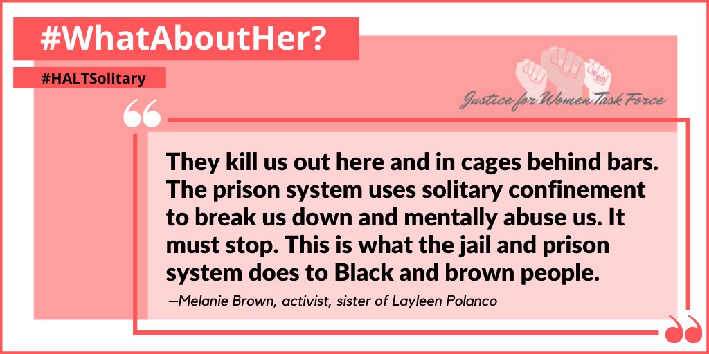 Layleen Polanco was a trans woman of color who died in solitary confinement while detained on Rikers after being ignored by guards during a medical emergency. 

Solitary = torture. 

That’s why we need to #HALTSolitary #WhatAboutHer?
nbcnews.to/3faEhjE