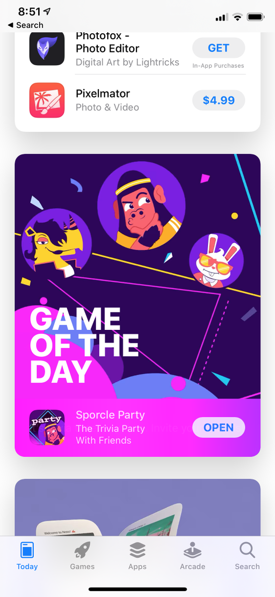 erickhill's tweet image. Extremely proud and excited to have designed this app with such a knee-bucklingly talented team and to see it get featured by @Apple today in the iOS App Store as the GAME OF THE DAY! Sporcle Party: The Trivia Party App. apps.apple.com/us/story/id151…