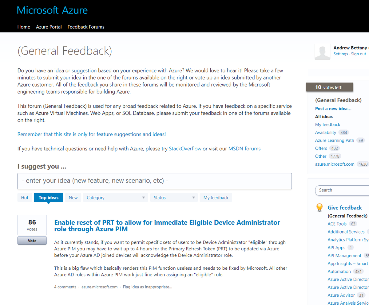 Andrew_Bettany's tweet photo. If you use one of the dozens of services within Azure and have a suggestion to improve a service, you can suggest it using the Azure Feedback Forums at https://t.co/lF66NLOevq #Azurerocks @MicrosoftAzure Azure https://t.co/nbFrfKksJD