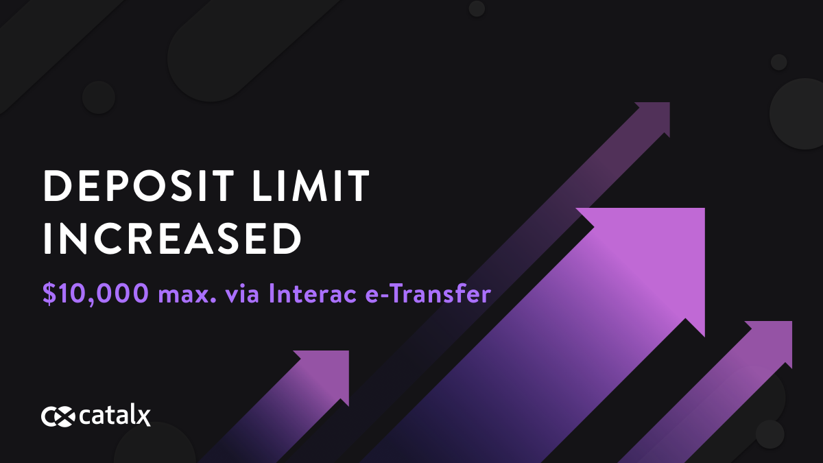 CatalyxExchange's tweet photo. You asked — we listened. #CatalX members can now deposit up to $10,000 at once via Interac e-Transfer. Begin your #crypto trading journey at https://t.co/C22XLVTxQN!

#cryptocurrency #cryptoexchange #cryptonews #cryptotrading #bitcoin #TradeWithCatalX 👍 https://t.co/mGABIdwI46