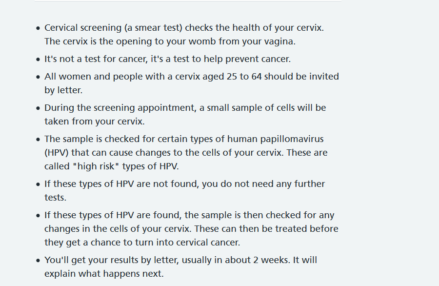  https://www.nhs.uk/conditions/cervical-screening/