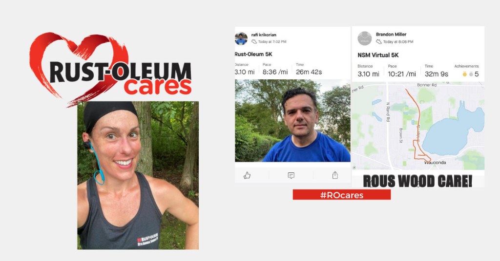 RustOleum's tweet photo. Our associates ran a virtual 5k for our national sales meeting and raised $5,550.00 and donated it to the following charities: Feeding America, Wounded Warrior, Red Cross, Partners in Health, Save the Children, and No Kid Hungry.
#rocares #teamrustoleum #rustoleum https://t.co/dNi7CIip9G