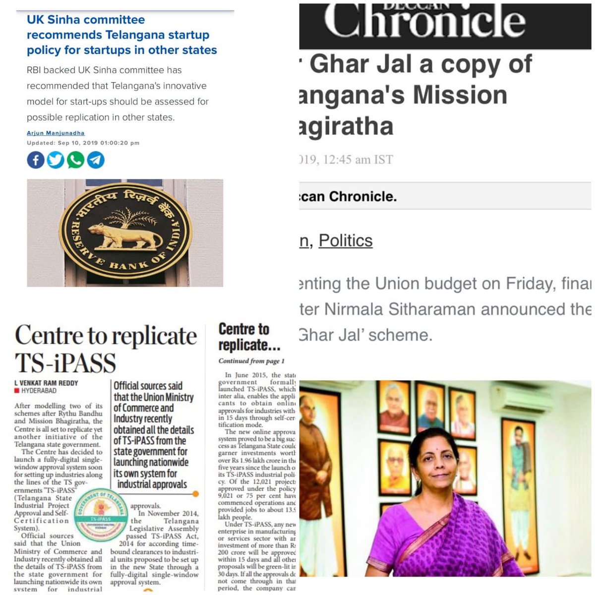 “What #Telangna thinks today, #India thinks tomorrow”👇

#Rythubandhu - #PMkisan

#MissionBhagiratha - #HarGharJal 

#SandPolicy 

#TSiPAAS 

#StartupPolicy

#BlockChainPolicy

#UninterruptedPower

India govt & other states r implementing now👆all

#TrailblazerTelangana
@KTRTRS