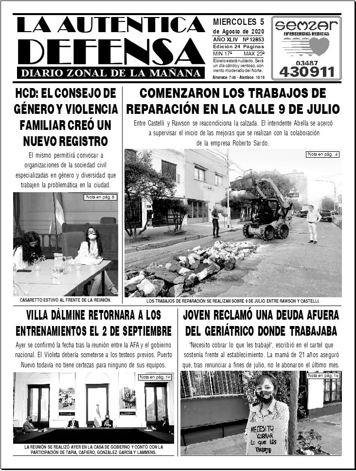 LADdigital's tweet photo. 📄 Tapa de papel, diario #LaAuténticaDefensa del Miércoles 5 de Agosto de 2020 #Titulares #TapaDelDia https://t.co/Qu6Am0bwdE
