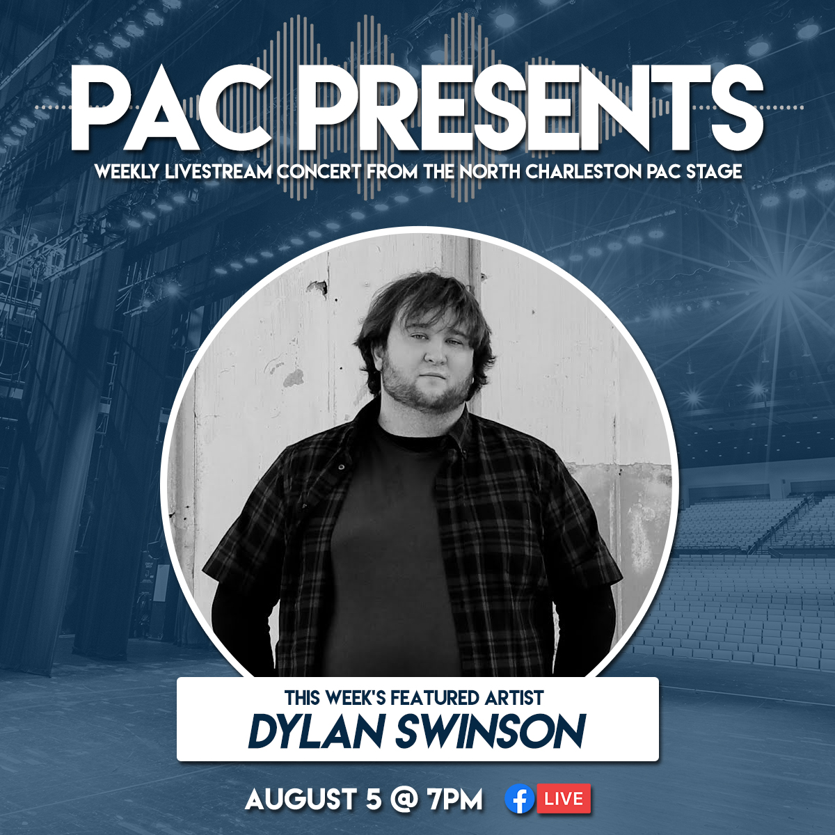 NChasColiseum's tweet photo. TONIGHT! Charleston-based singer-songwriter @DylanSwinson brings his Alternative Rock/Pop Punk catalog to the North Charleston Performing Arts Center to open the new #PACPresents livestream series 🤘 Tune in tonight at 7PM on our @Facebook or @YouTube page to watch! #NChasPAC https://t.co/fkw8qrCdgG