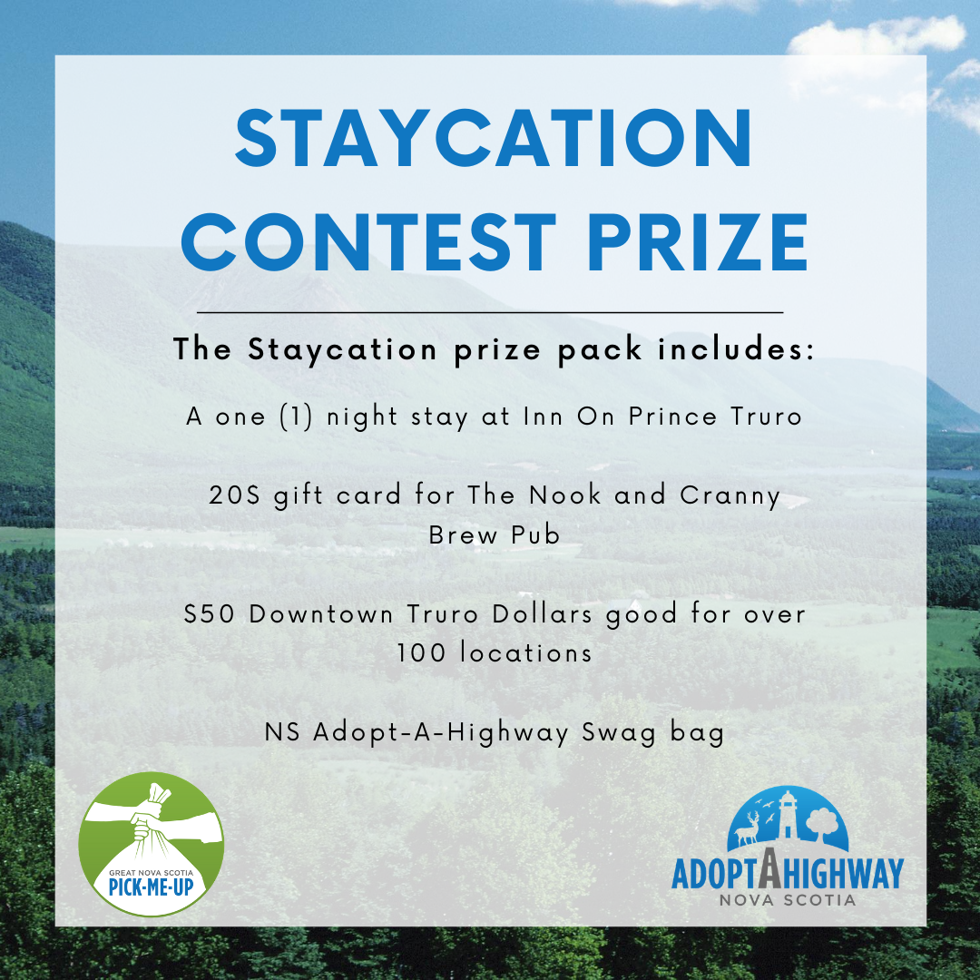 nspickmeup's tweet photo. We are so excited to announce yet another contest! All cleanup registrations entered during the month of August will be entered to win our Staycation Contest😎💚 #GLADToCleanUp #EveryLitterBitHelps #NovaScotia #ContestAlert https://t.co/Y6wYVwvEke