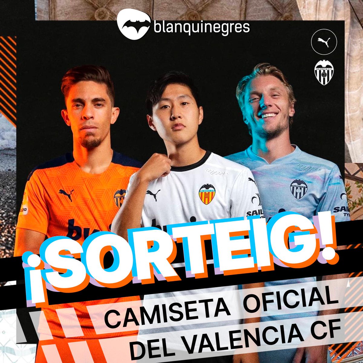 blanquinegres's tweet photo. SORTEIG CAMISETA VALÈNCIA CF 2020/21 🦇

Ja tenim la nova camiseta de la pròxima temporada. Per a participar, dos pasos molt fàcils 🔝

- Seguir a @blanquinegres
- Fer RT
- Mencionar a dos amics!

El sorteig estarà disponible fins al 19 d'agost. El dia 20 ixirà el guanyador 💪 https://t.co/2LBsSCHX2f