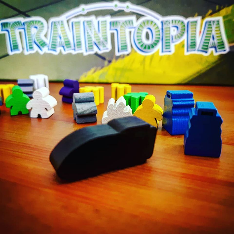 BoardAndDice's tweet photo. Traintopia: a game about carefully building a meeple pyramid and then tipping it over, frantically looking for the right track, and fighting your cat for that precious tile.
#boardgame #train #traintopia #cat #meeple #boardgamepics #stayhome #playgames #allthatworkfornothing https://t.co/39s4HY5cC2