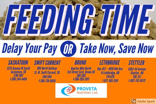 ProvetaNutriti1's tweet photo. Need some feed? Contact Proveta to find out if you qualify for our Delay Your Pay Program or how you can Save Now on your bulk feed! *Terms &amp; Conditions Apply* #provetanutrition #feedtosucceed #feedingtime #promo https://t.co/ubsg8fBozj