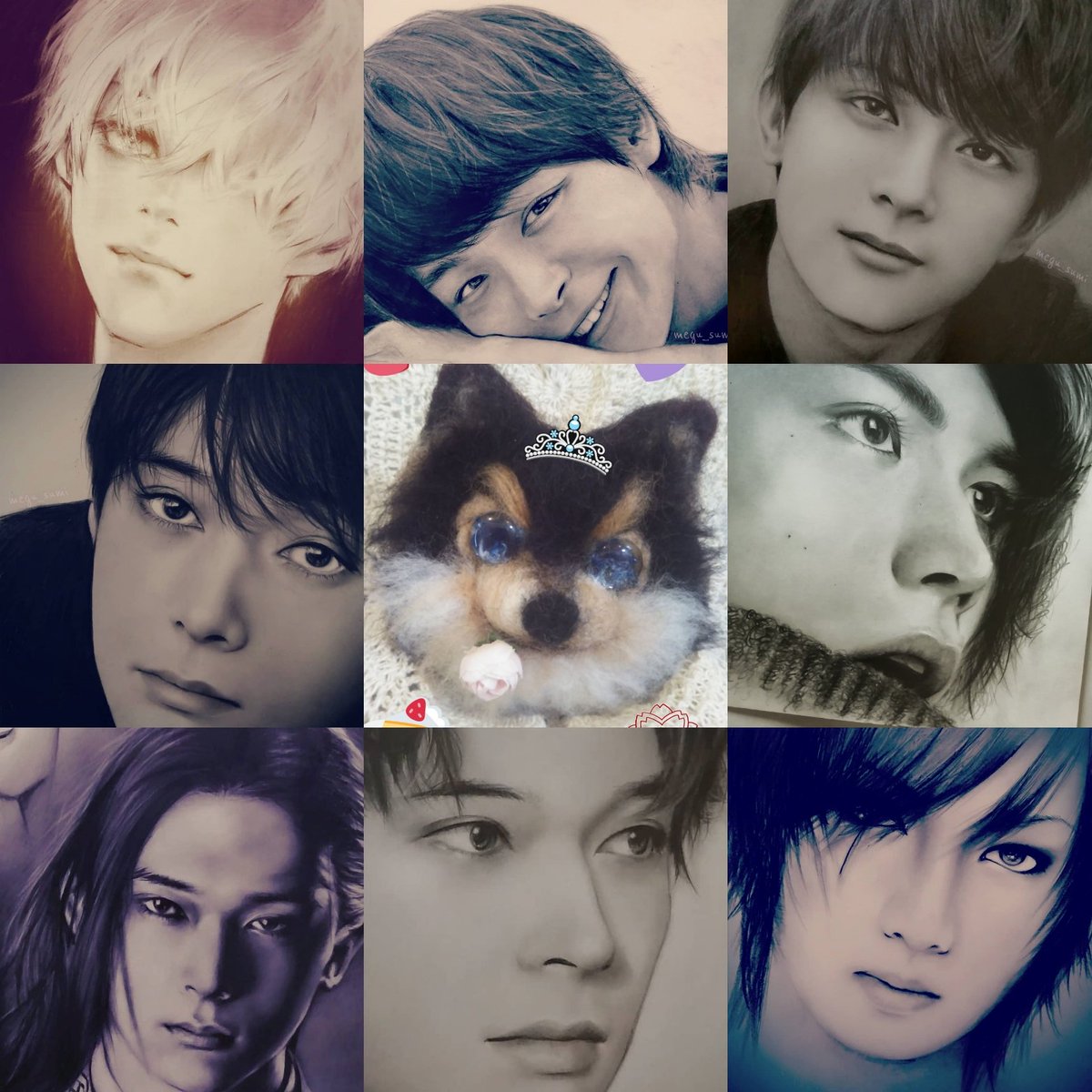 Meg 124 Faceyourart Faceyourartchallenge 鉛筆画 연필화 似顔絵 Pencildrawing Pencilsketch Ibispaint 羊毛フェルト 左 Bts テテ ジミン グク ユンギ 방탄소년단 右 金木研 中村倫也 吉沢亮 三浦春馬 ゴールデン