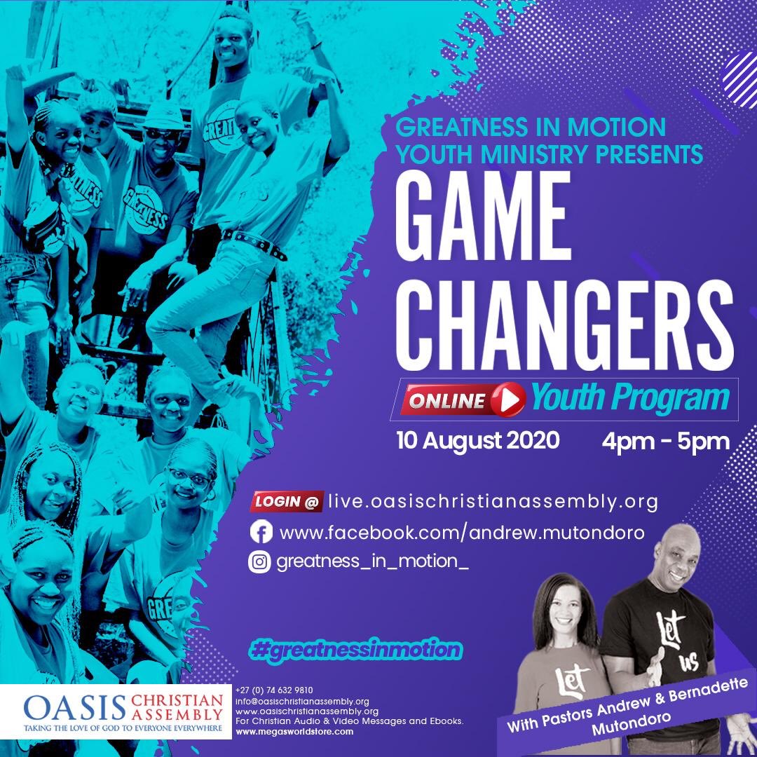 AndrewMutondoro's tweet photo. 📌📌📌📌📌📌📌
Bringing you a special Greatness In Motion program for the youth themed *🔥GAME CHANGERS🔥.*

Date: 10th August 2020

Time: 4pm-5pm(GMT+2)

Enable every youth you know to connect, their lives will be mightily impacted for greatness💃💃💪💪. https://t.co/LyYrrxbQ7W